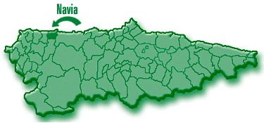 Mapa de Asturias en el que se destaca el municipio de Navia